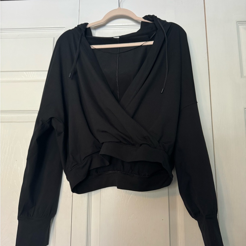 lululemon athletica Black relaxed wrap front hoodie